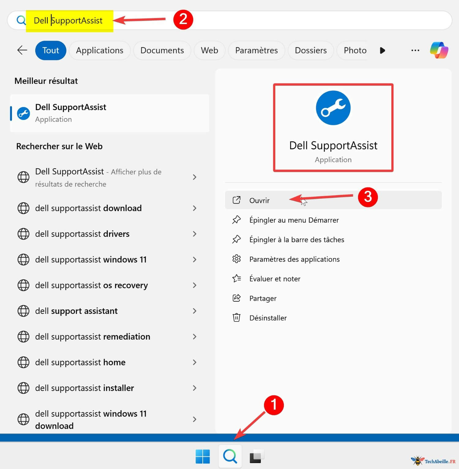 Comment trouver Dell SupportAssist avec la recherche