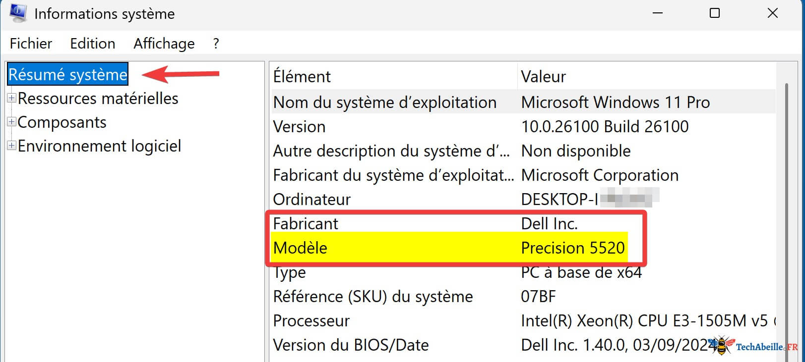 Comment trouver le modele et la marque du portable dans les informations systeme