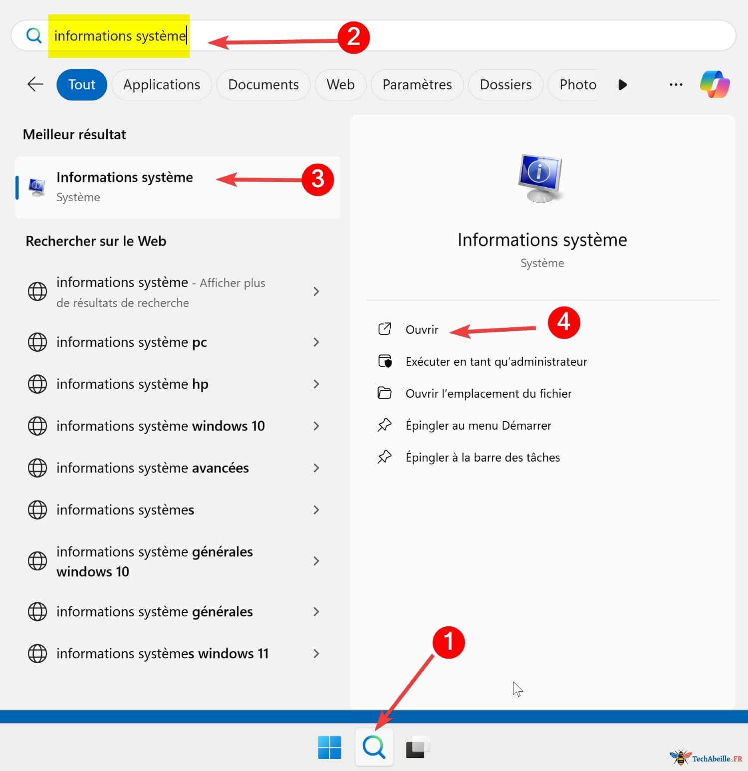 Comment trouver les informations systeme dans Windows 11