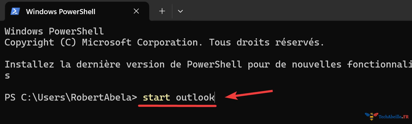 Lancer Outlook avec start outlook dans PowerShell