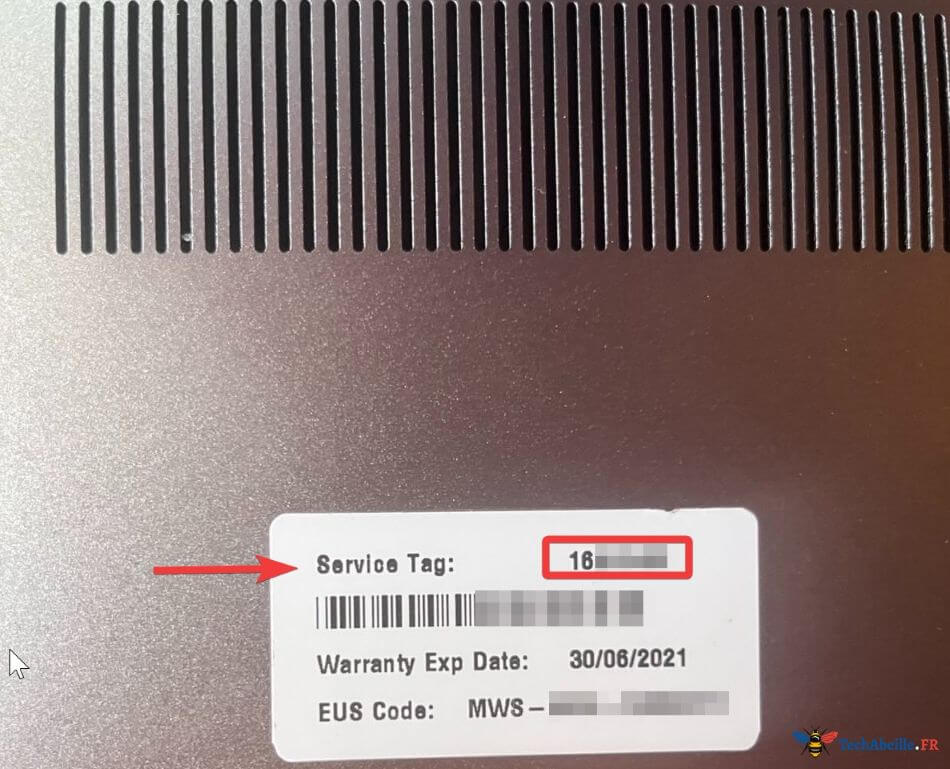 Numero de service au dos du Dell Precision 5520