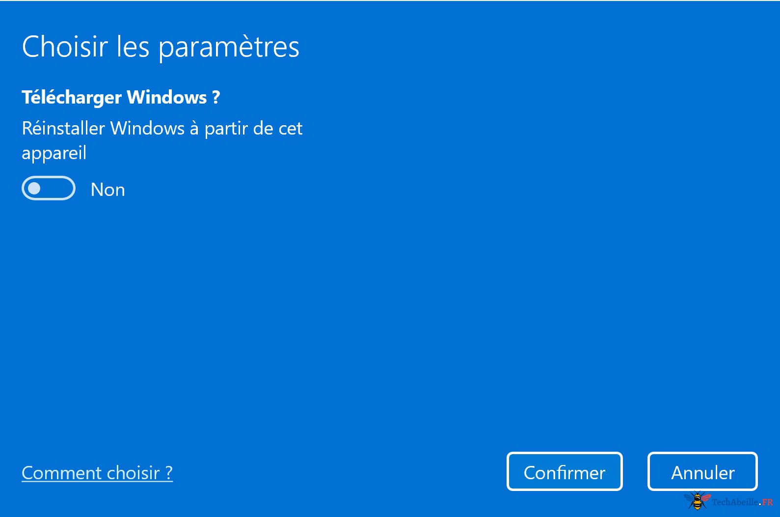 Réinitialisation PC Modifier Paramètres Option Téléchargement Windows