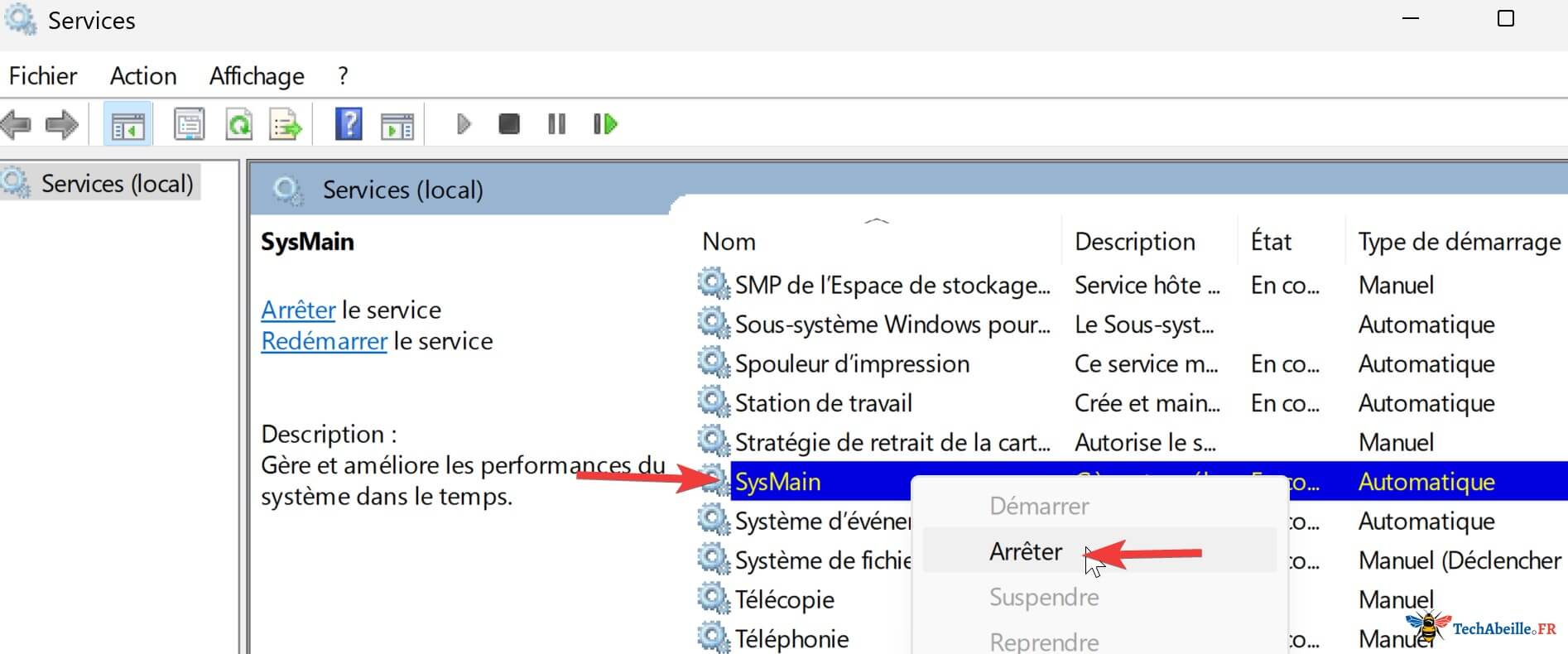 Désactiver SysMain