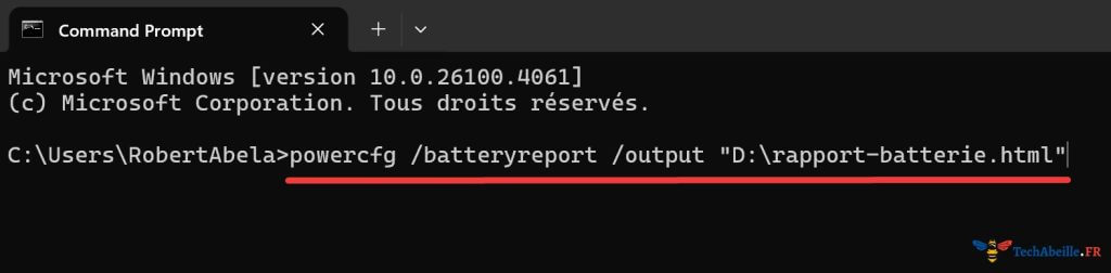 Générer un rapport batterie avec powercfg dans CMD