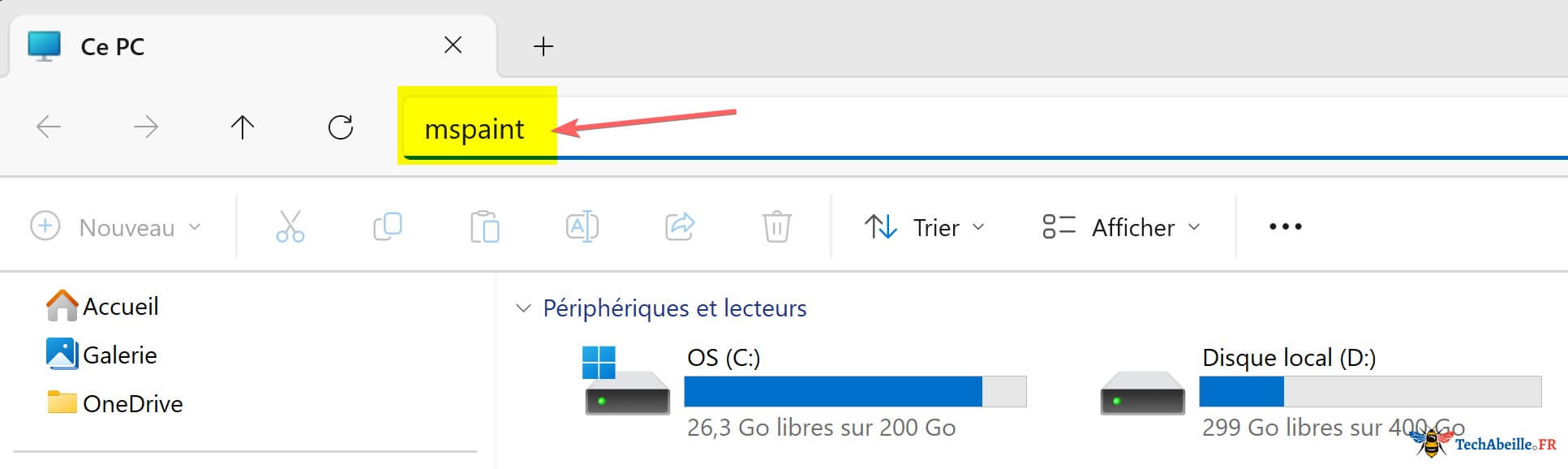 Ouvrir Paint dans explorateur fichiers