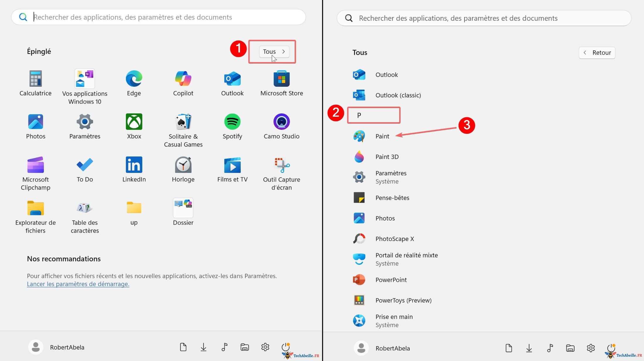 Trouver Paint lettre P toutes applications
