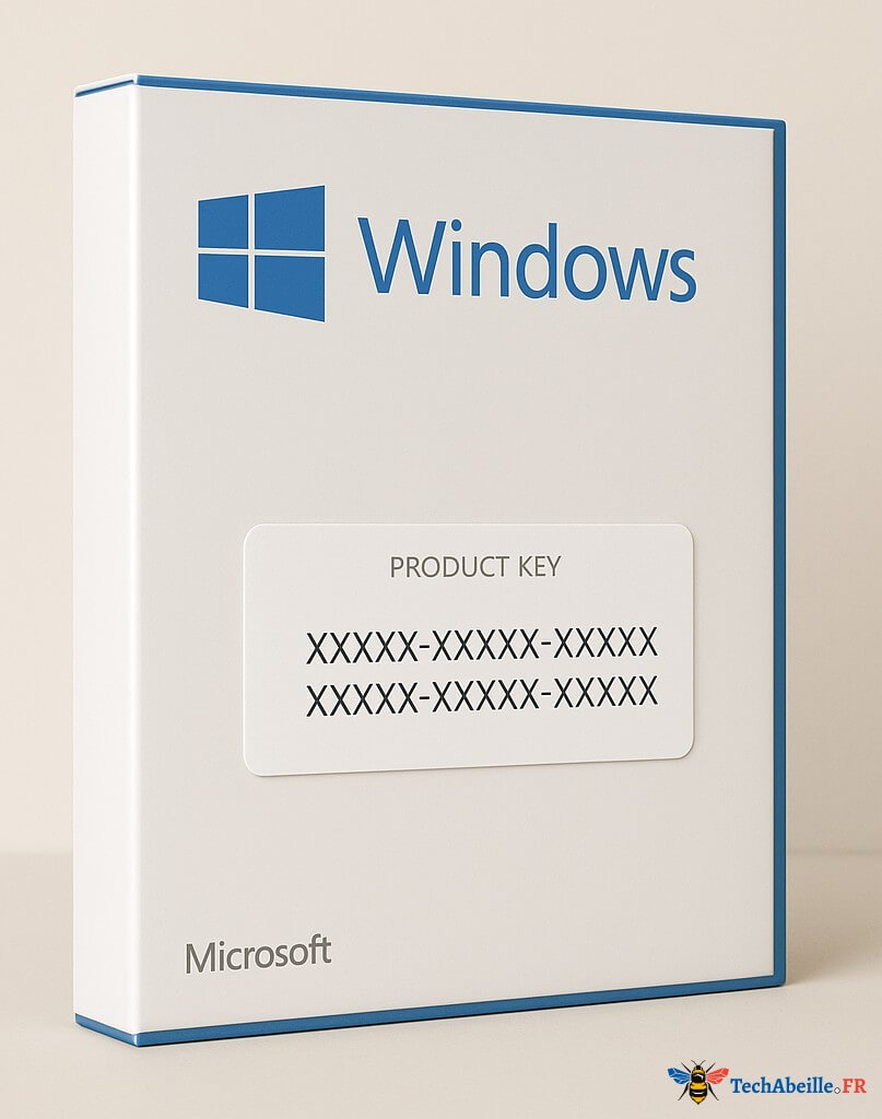 Windows en boîte contient une clé de produit