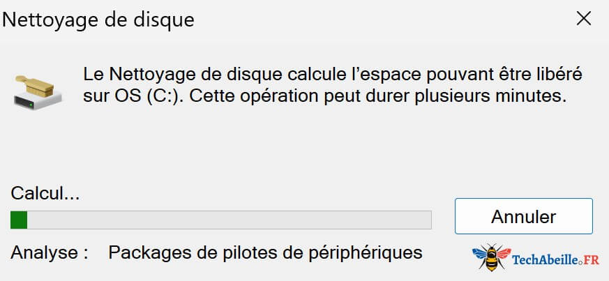 Nettoyage de disque - Analyse en cours