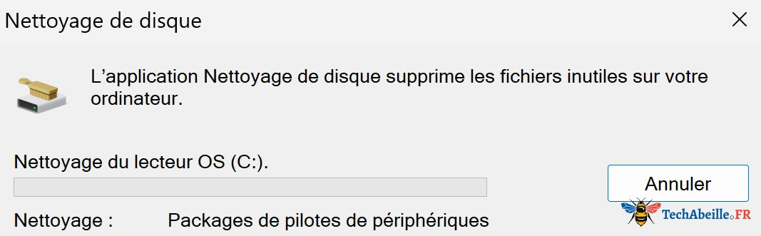 Nettoyage de disque - Nettoyage en cours