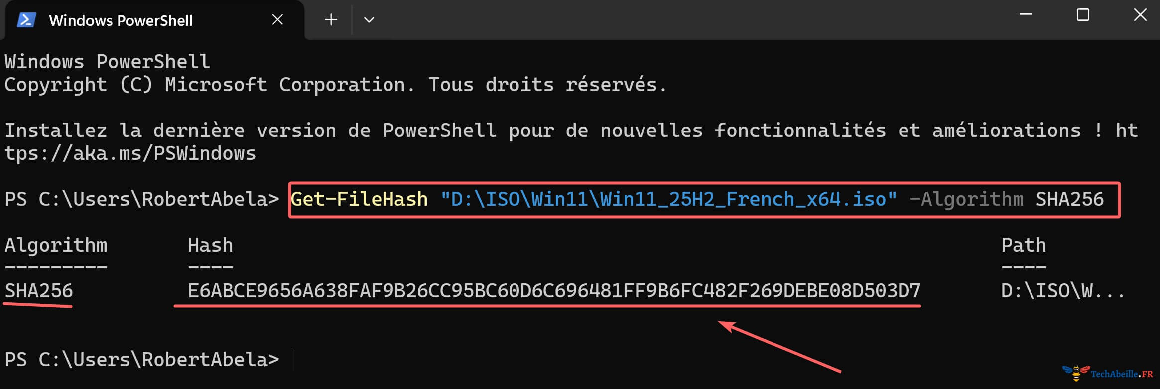 powershell-commande-get-filehash-calcul-empreinte