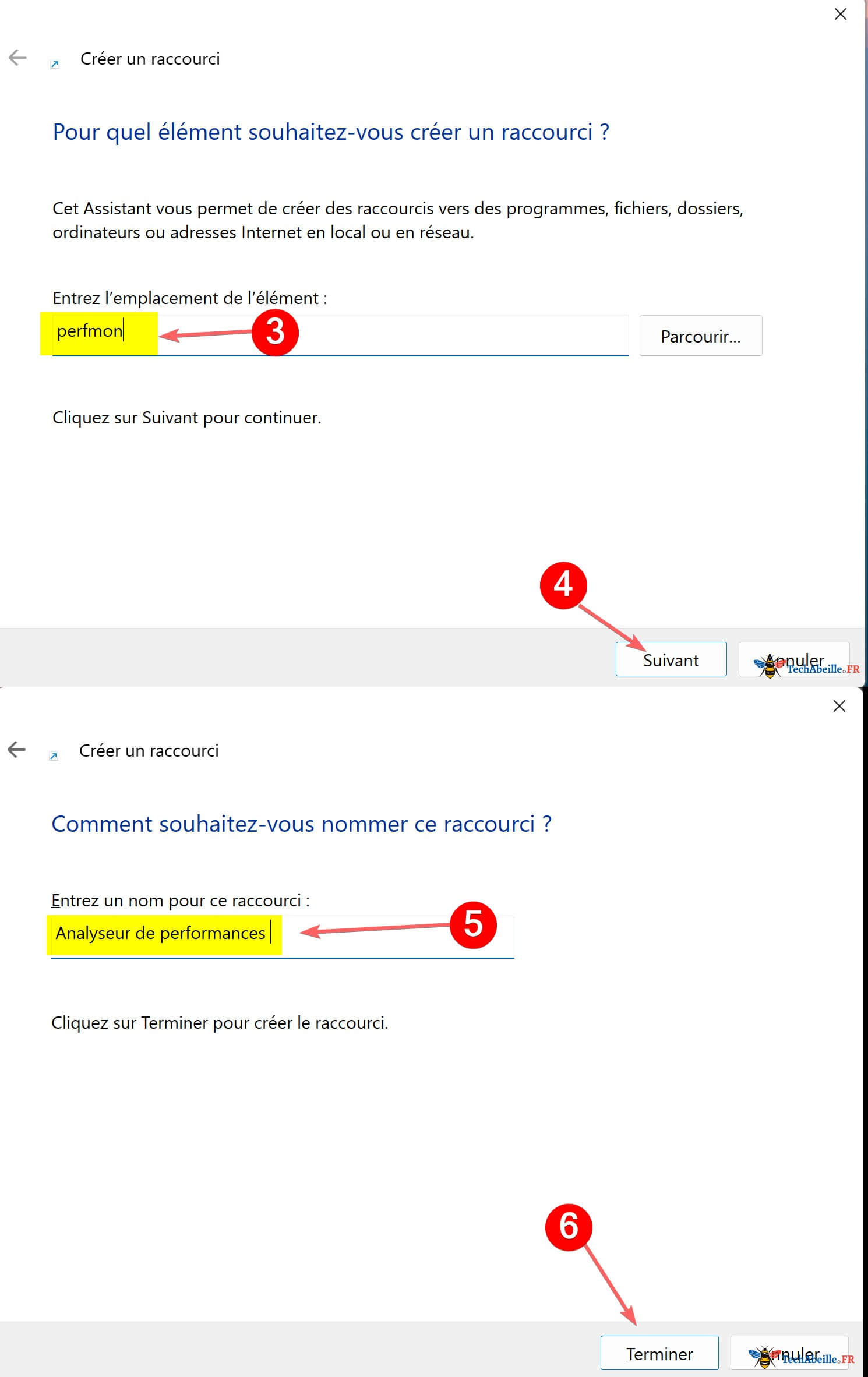 Creation dun raccourci bureau pour lAnalyseur de performances avec lassistant