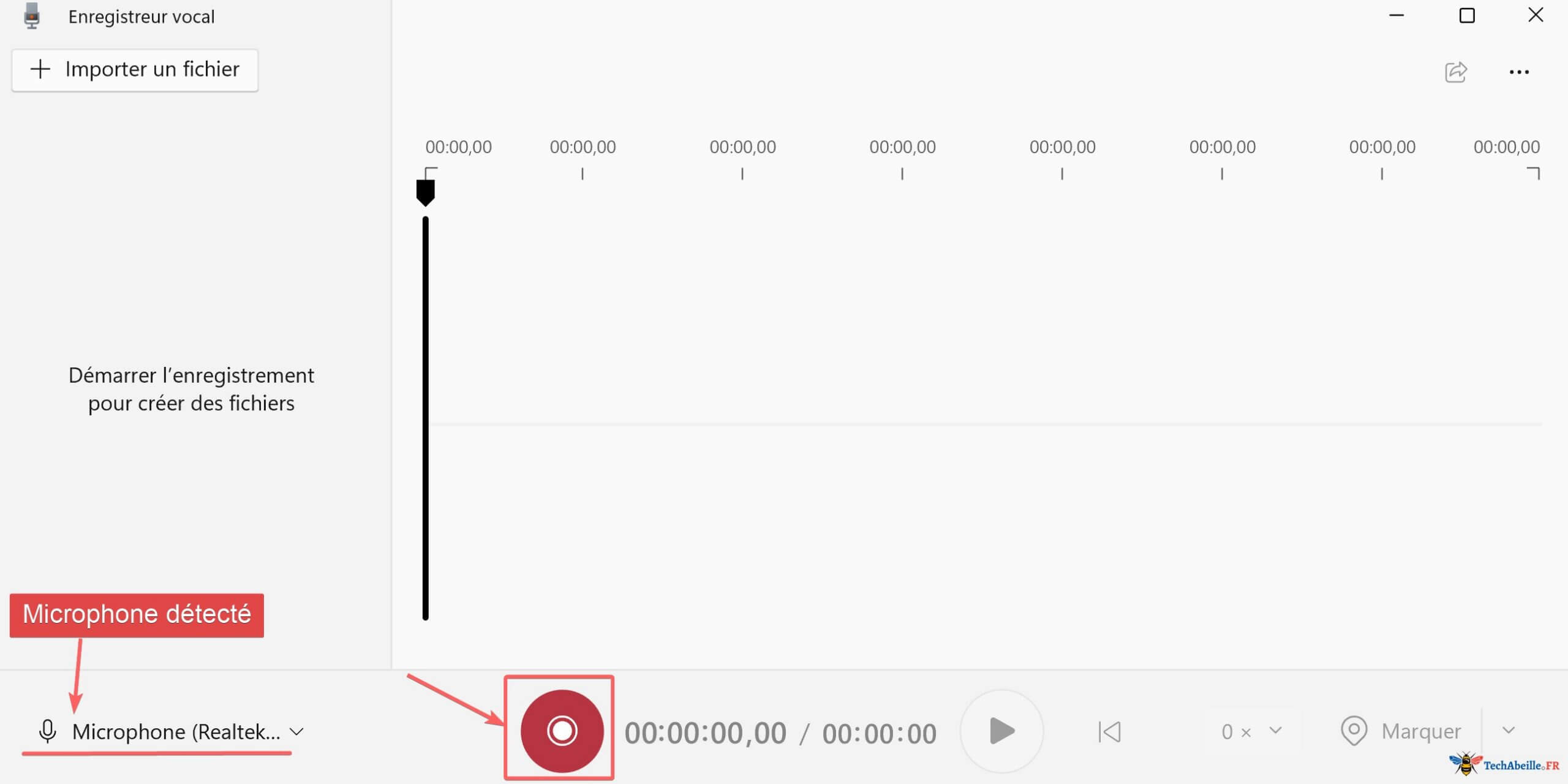 Démarrer un enregistrement avec l'Enregistreur vocal sous Windows 11