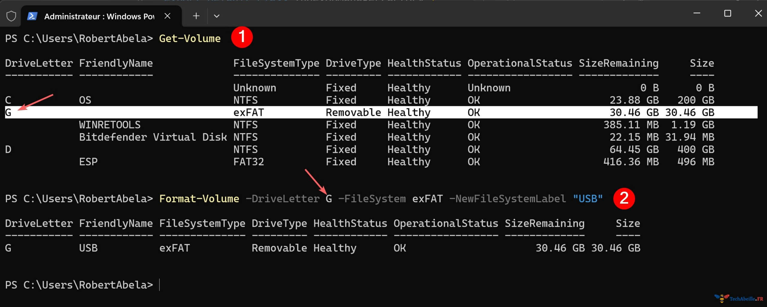 Formatage dune cle USB avec la commande PowerShell