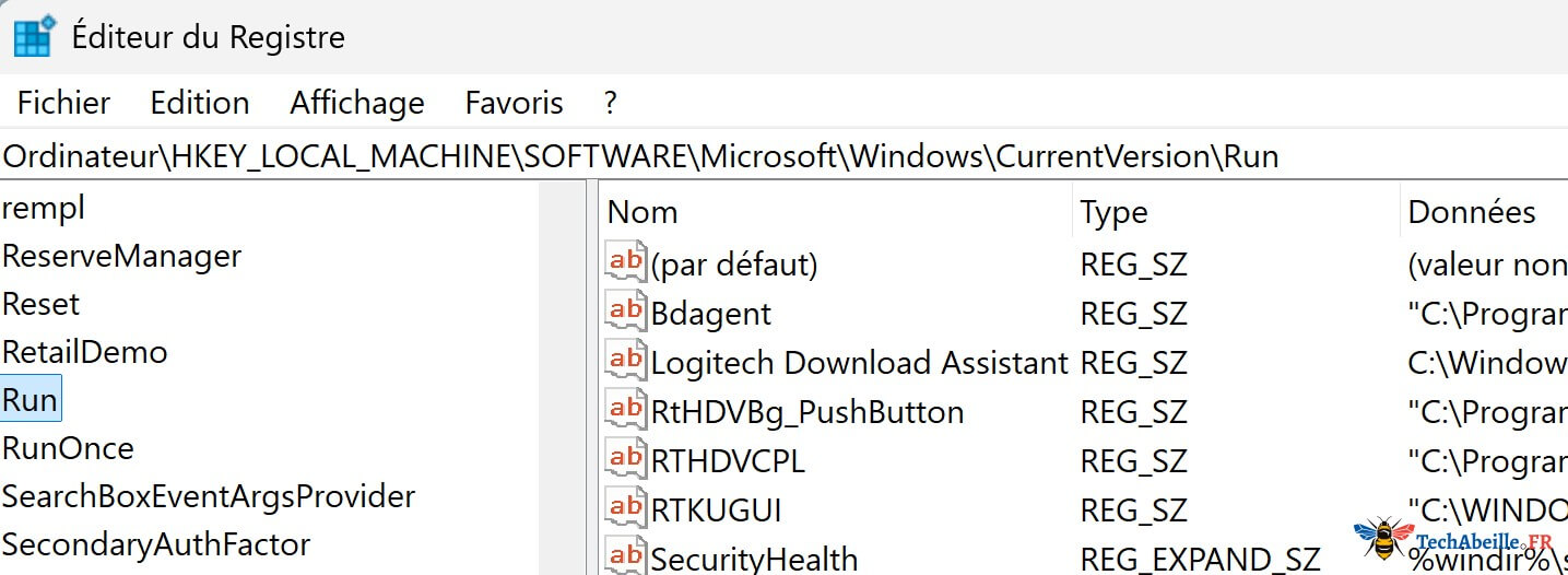 Gerer les programmes au demarrage via lEditeur du Registre