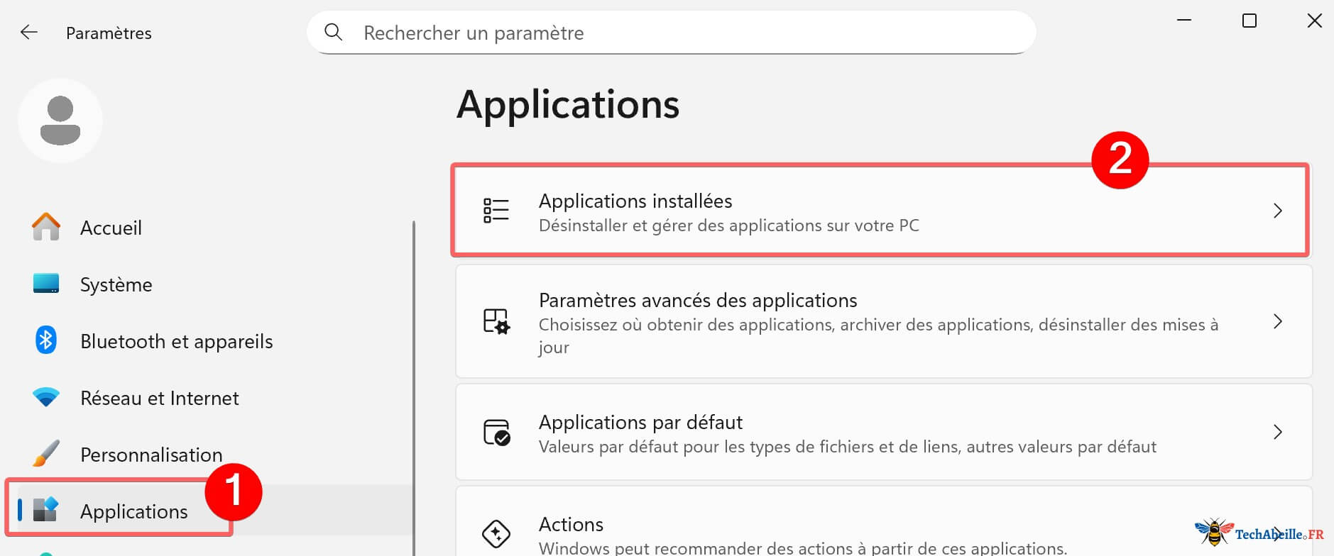 Ouvrir les Parametres dans Windows 11 et trouver les applications installees