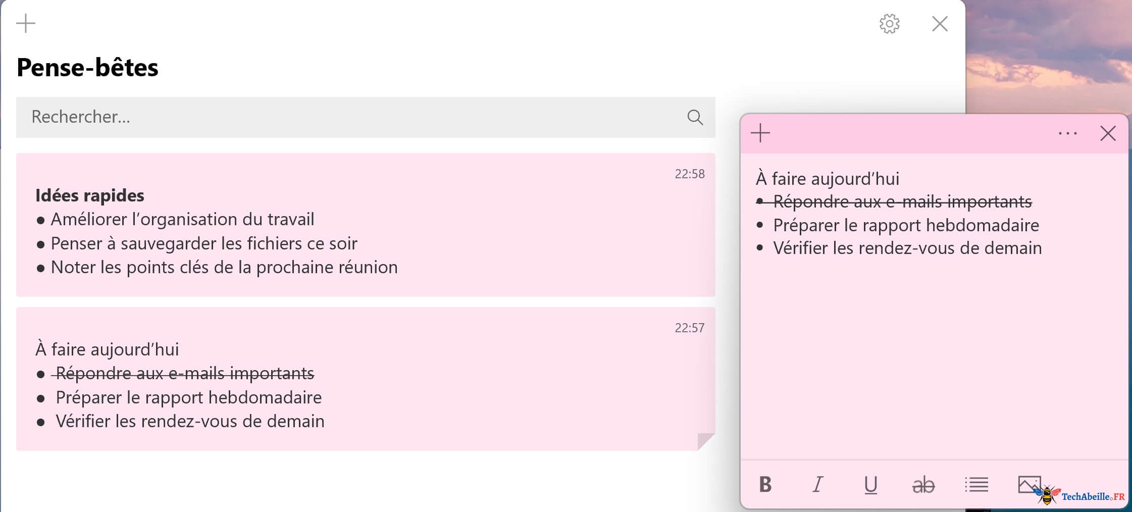Pense-bêtes est ouvert