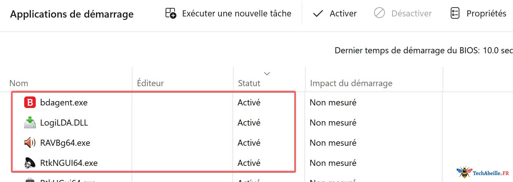 Programmes essentiels comme Bitdefender Logitech et carte son que je ne desactive pas