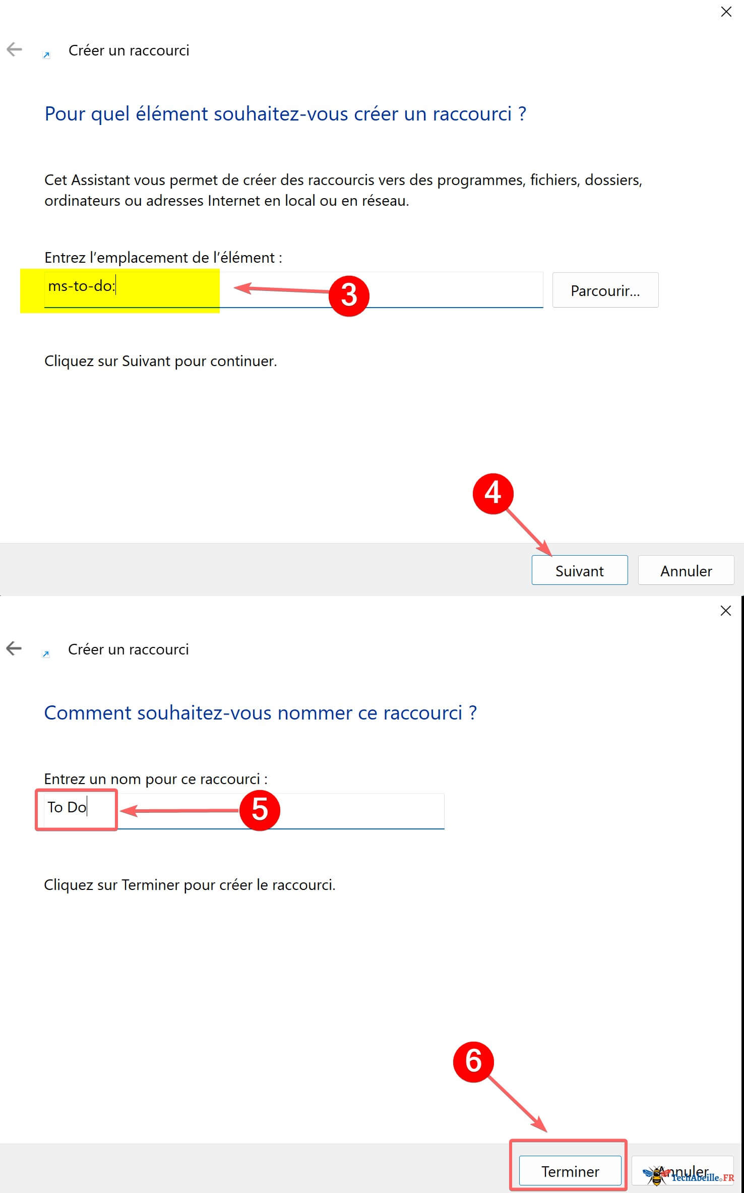 Saisir la commande ms-to-do dans la fenetre de creation de raccourci et personnaliser le nom