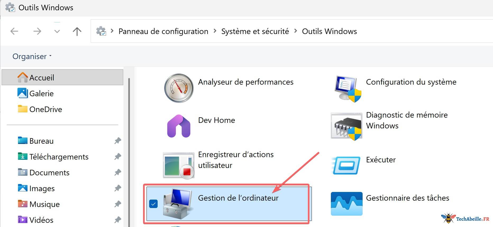 Trouver et double cliquer sur Gestion de l ordinateur
