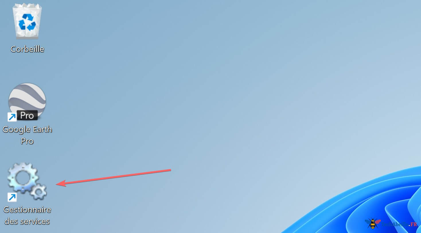 raccourci services sur bureau