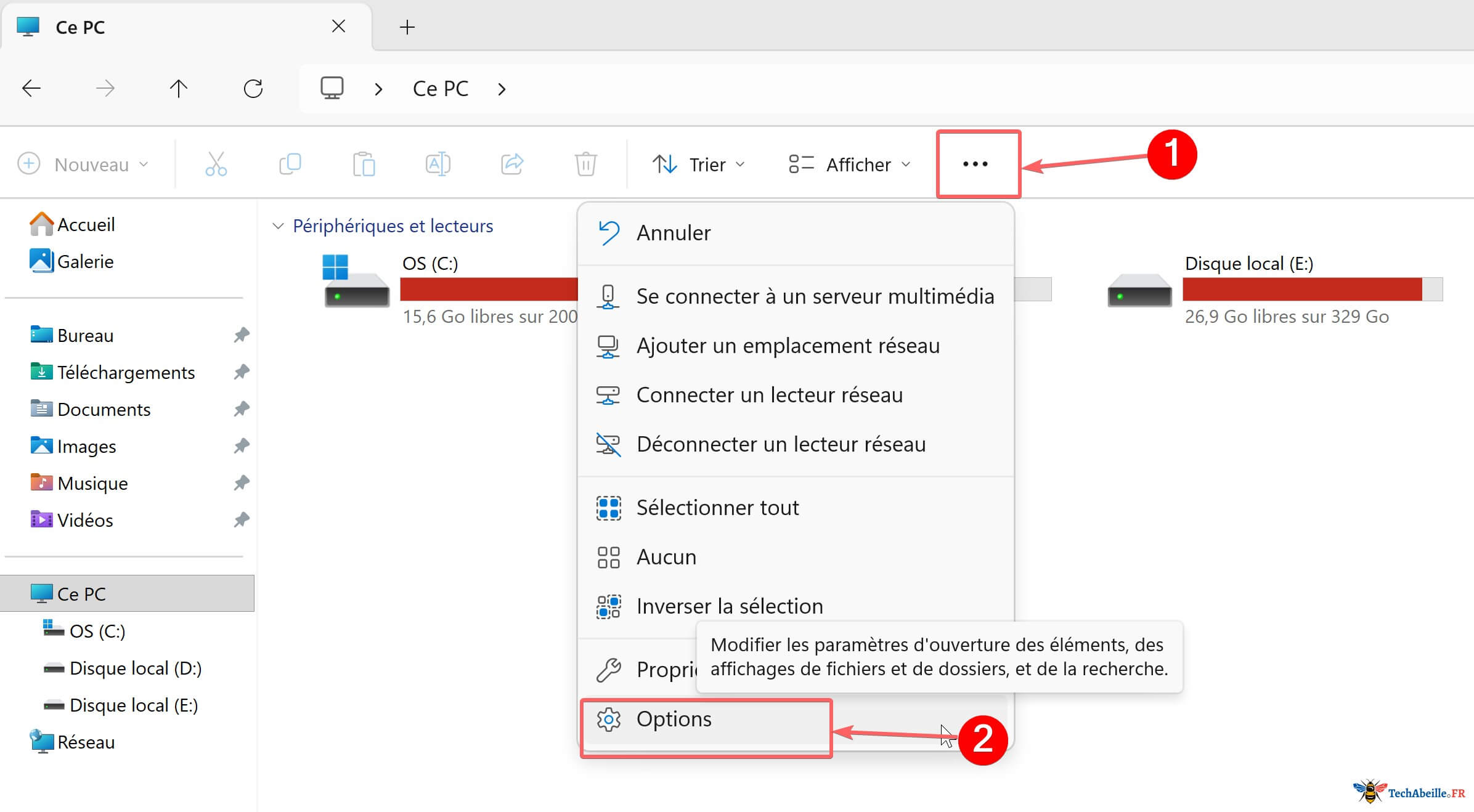 Cliquer sur l icone trois points dans la barre d outils superieure de l Explorateur de fichiers