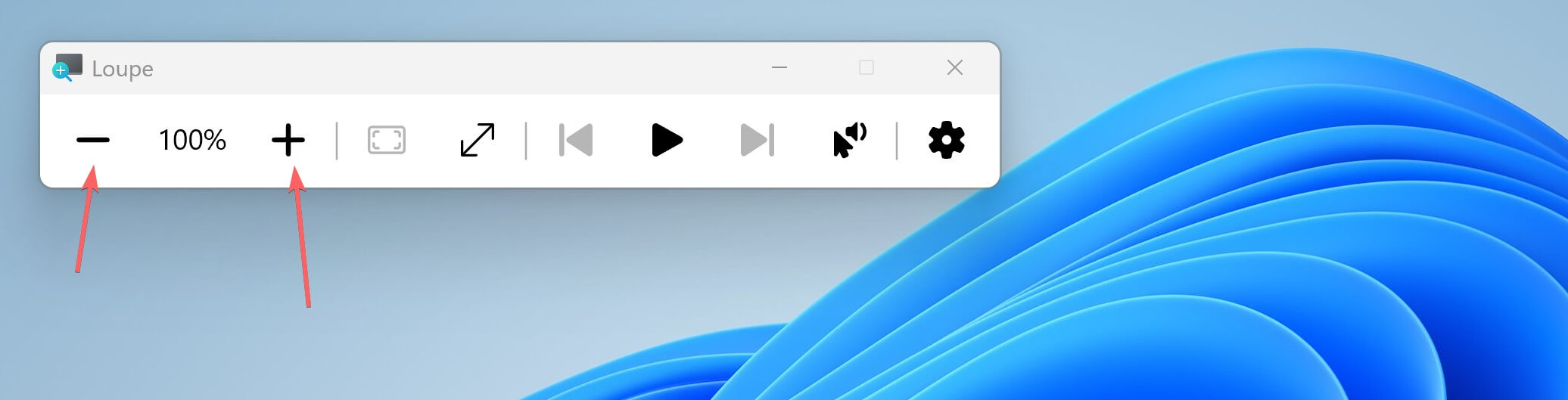 Ouvrir la Loupe avec le raccourci clavier - la fenetre flottante de la Loupe apparait sur le bureau