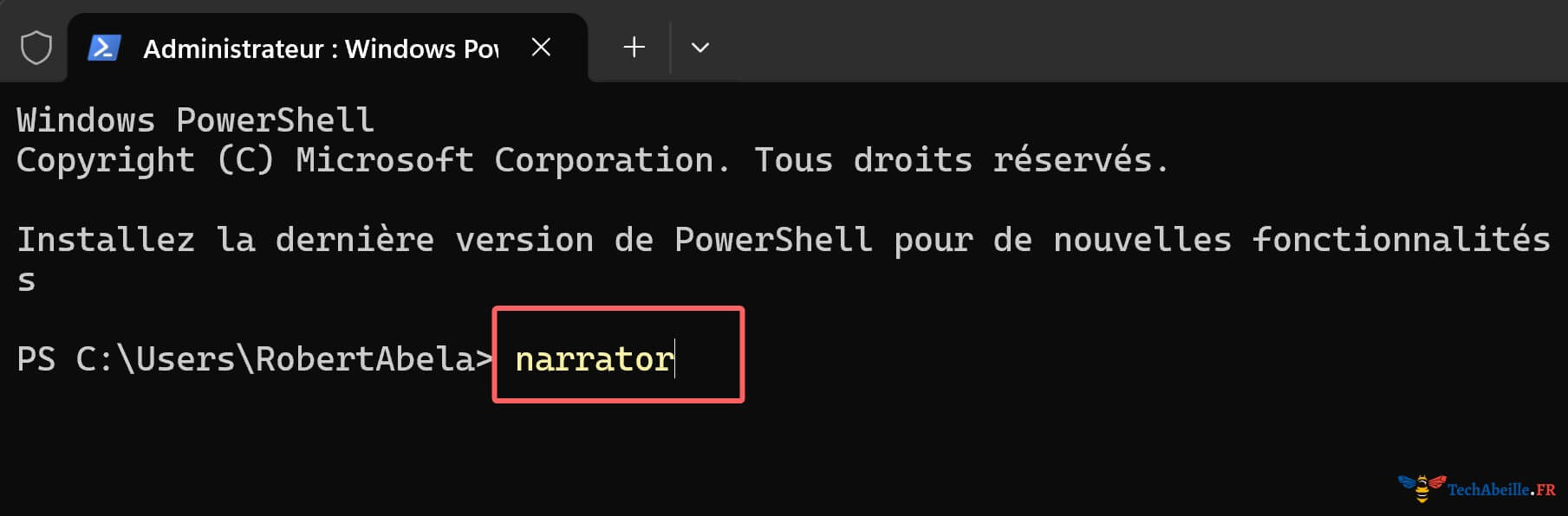 Saisie de narrator dans PowerShell